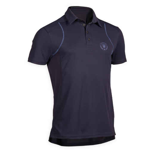 
      Men's Short-Sleeved Horse Riding Mesh Polo - Navy Blue
  