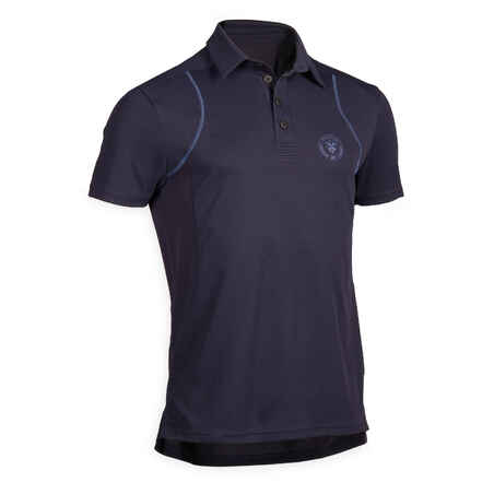 Men's Short-Sleeved Horse Riding Mesh Polo - Navy Blue - Decathlon