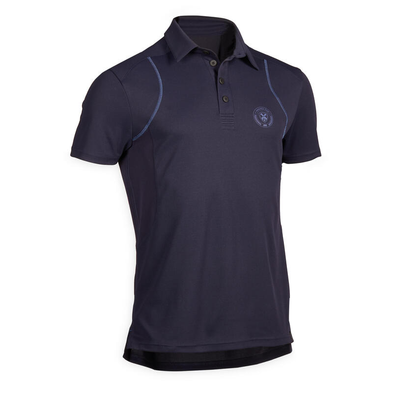 Polo manches courtes équitation homme 500 MESH bleu marine.
