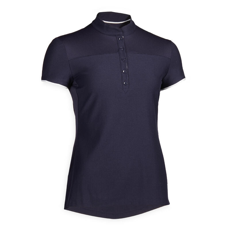 Polo equitazione donna 500 blu