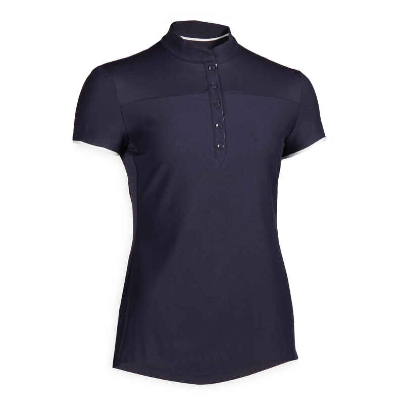 Women's Short-Sleeved Horse Riding Polo - Navy