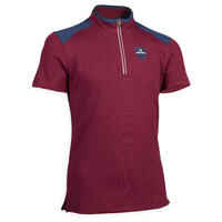 Kids' Short-Sleeved Horse Riding Polo Shirt 500 - Plum/Blue