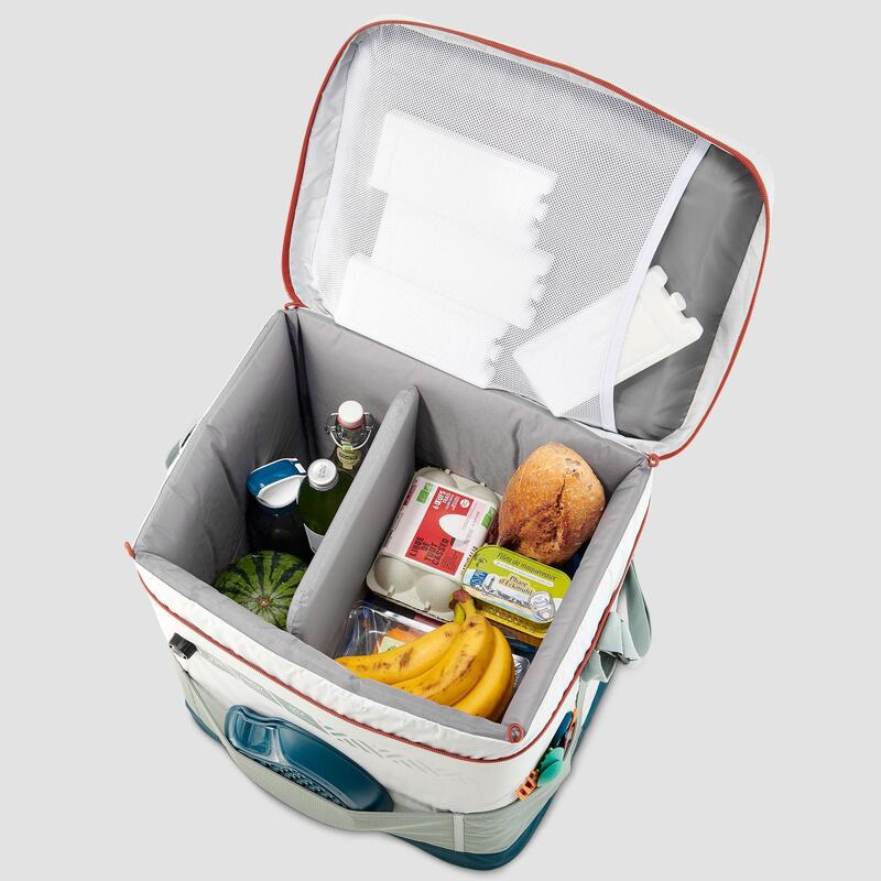 Nevera portátil AllCamp tipo cesta de picnic plegable con aislante, tamaño  grande con costura en el marco, English, L, gris