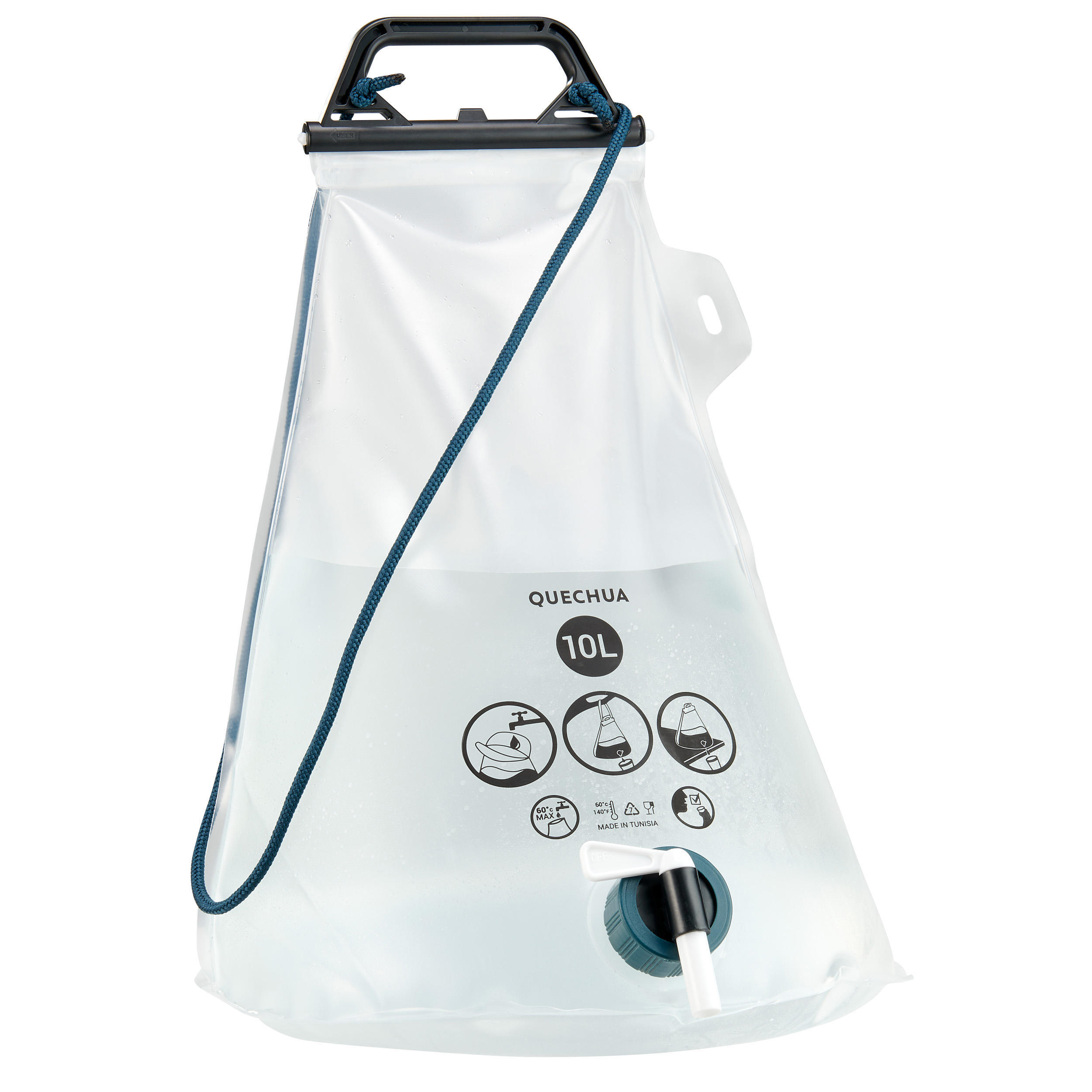 Bidón de agua 10 Litros plegable con grifo para camping Quechua 1/9