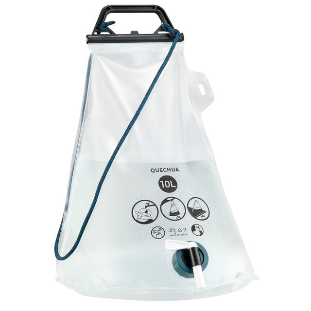 Bidón de agua 10 Litros plegable con grifo para camping Quechua