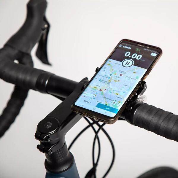 Metal smartphone mount with adjustable arms for a bike handlebar