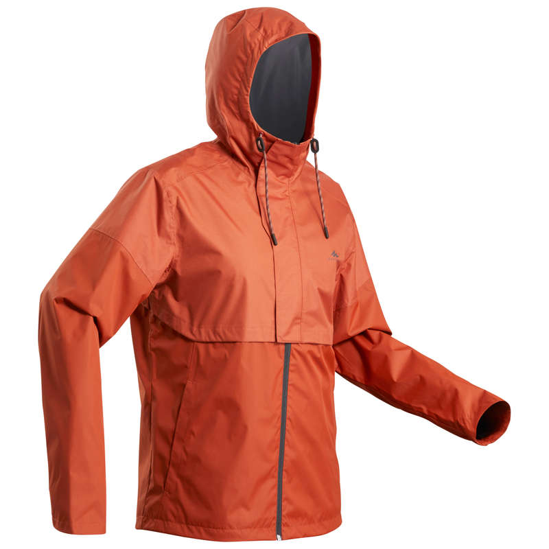 MEN NATURE HIKING JACKETS ALL WEATHER Hiking - Jacket NH500 Imper - Brick QUECHUA - Hiking Jackets
