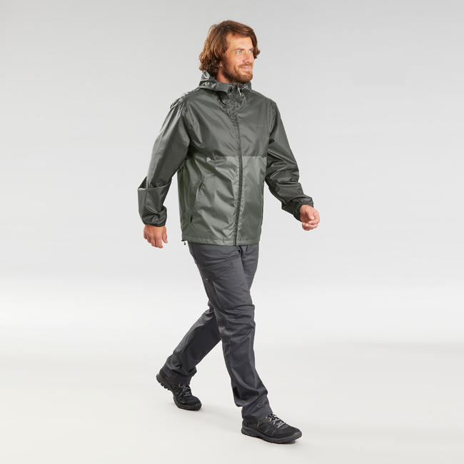 Men's country walking rain coat NH100 Raincut Full Zip