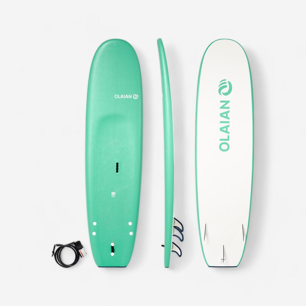 Tabla de surf en espuma de 2,26 m para Adultos (-65 kg) Olaian turquesa