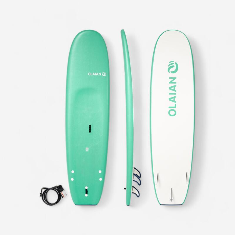 Placă surfboard 100 7'5" + leash și 3 înotătoare 