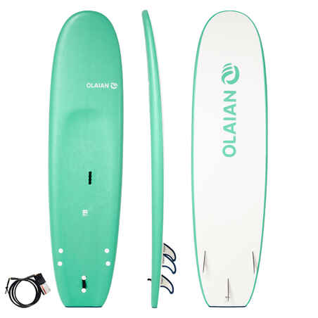 Tabla de surf de 7'5" en espuma para adulto (menos de 65kg) Olaian Soft turquesa