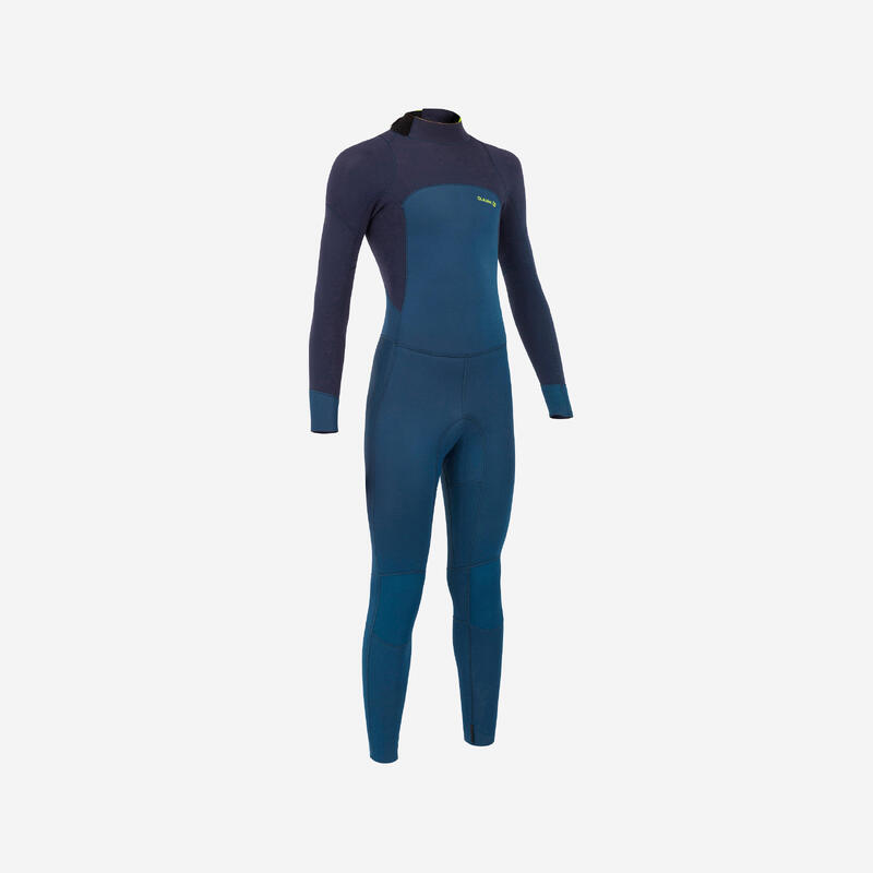 Wetsuit voor surfen kinderen fullsuit 3/2 blauw/zwart