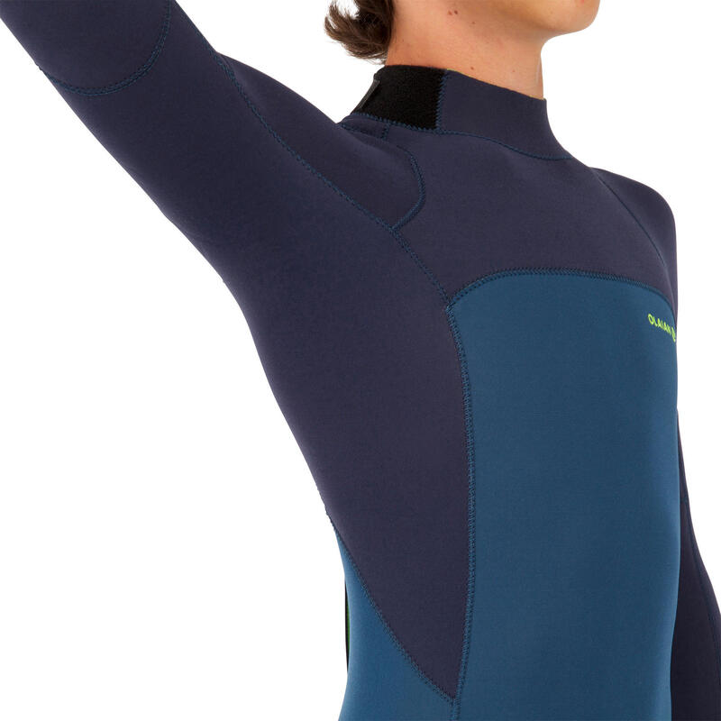 Wetsuit voor surfen kinderen fullsuit 3/2 blauw/zwart