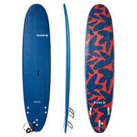FOAM SURFBOARD 500 8'6". Supplied with a leash and three fins.