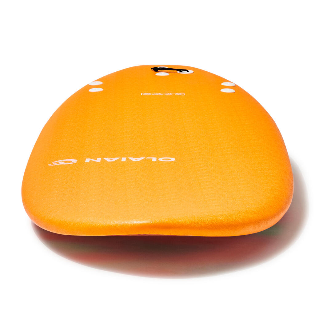 Tabla de surf en espuma de 1,83m con leash + 3 quillas Olaian 500 amarillo