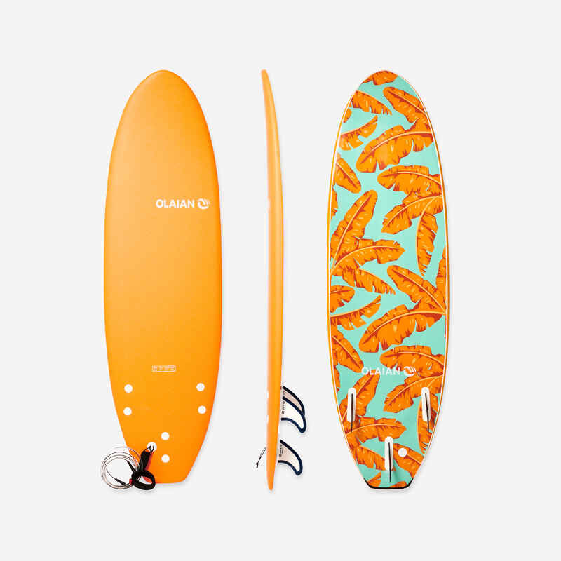 Surfboard Schaumstoff 500 6' inkl. Leash und 3 Finnen Media 1