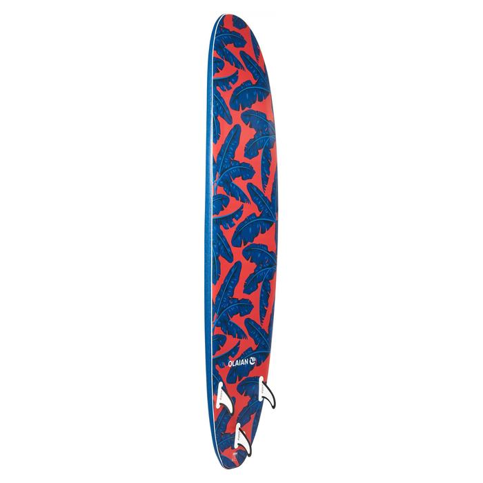 Olaian Surfboard soft top 500 8'6". Geleverd met 1 leash en 3 vinnen