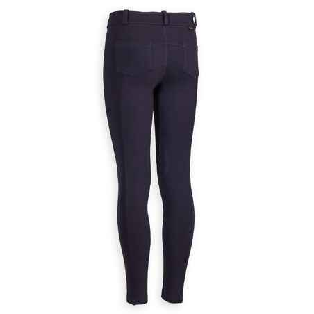 Kids' Horse Riding Suede Patch Jodhpurs 140 - Navy