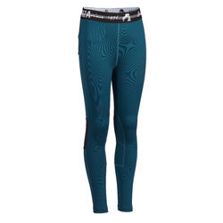 Leggings equitazione 100 LIGHT bambino petrolio-blu