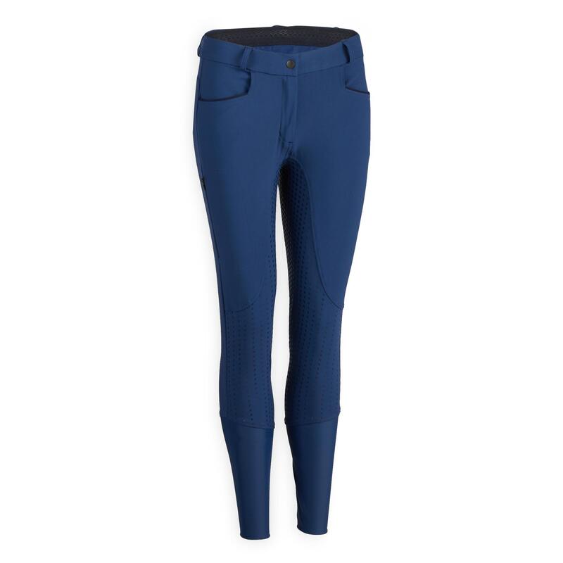 Pantalon équitation femme 580 LIGHT FULLGRIP bleu turquin