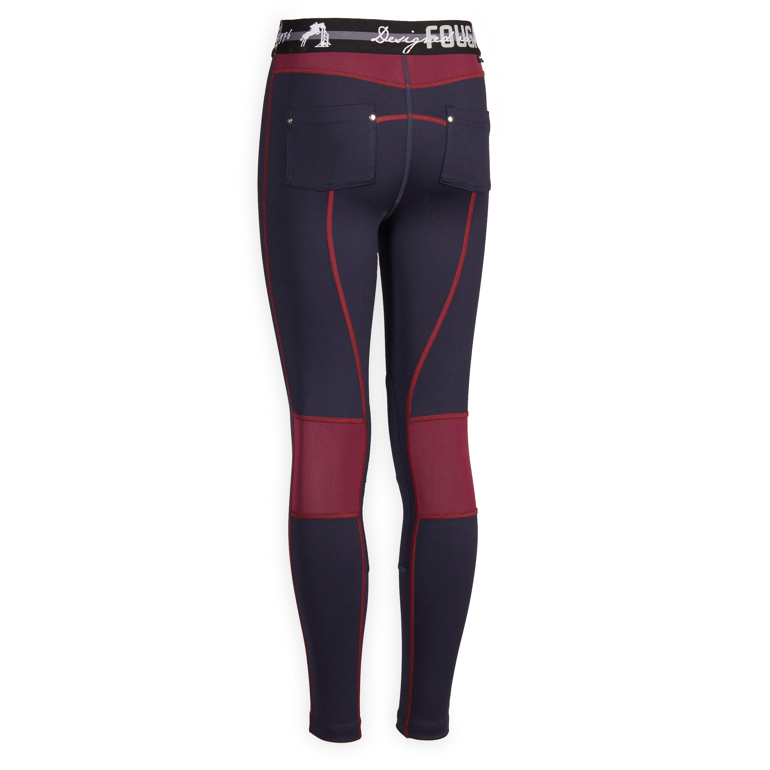 Kids' Horse Riding Jodhpurs 100 Light - Navy Blue/Plum 2/9