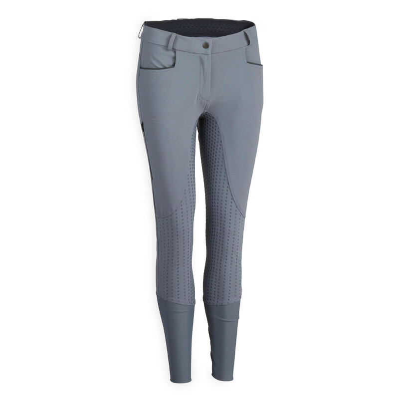 Pantalon équitation femme 580 LIGHT FULLGRIP gris
