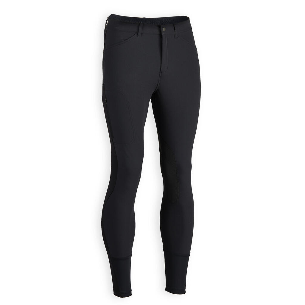 Horse Riding Light Jodhpurs 500 - Grey Mesh