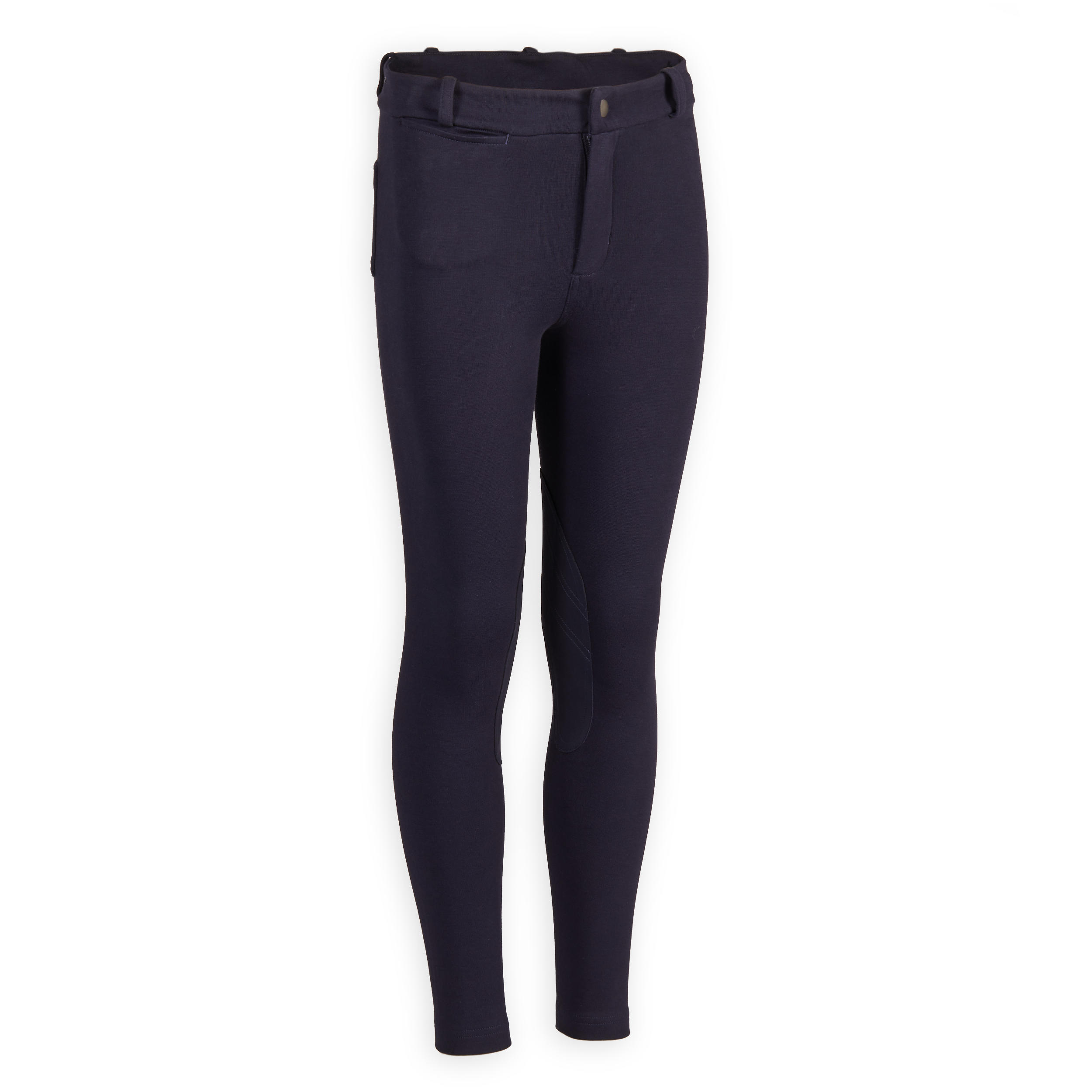 Kids' Horse Riding Suede Patch Jodhpurs 140 - Navy - Asphalt blue