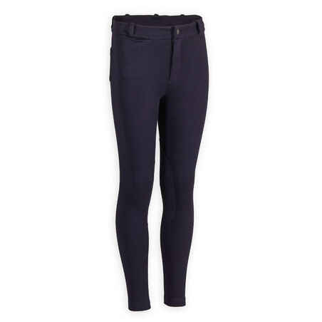 Kids' Horse Riding Suede Patch Jodhpurs 140 - Navy