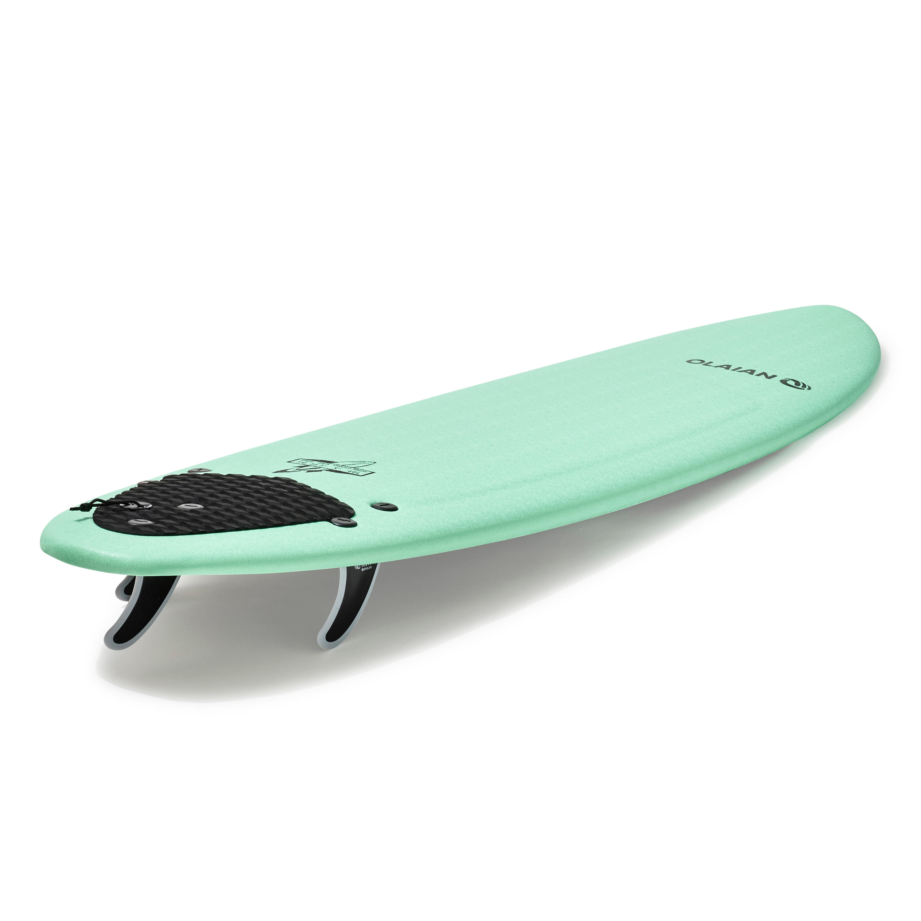 Olaian 900 foam surfboard shop with 3 fins