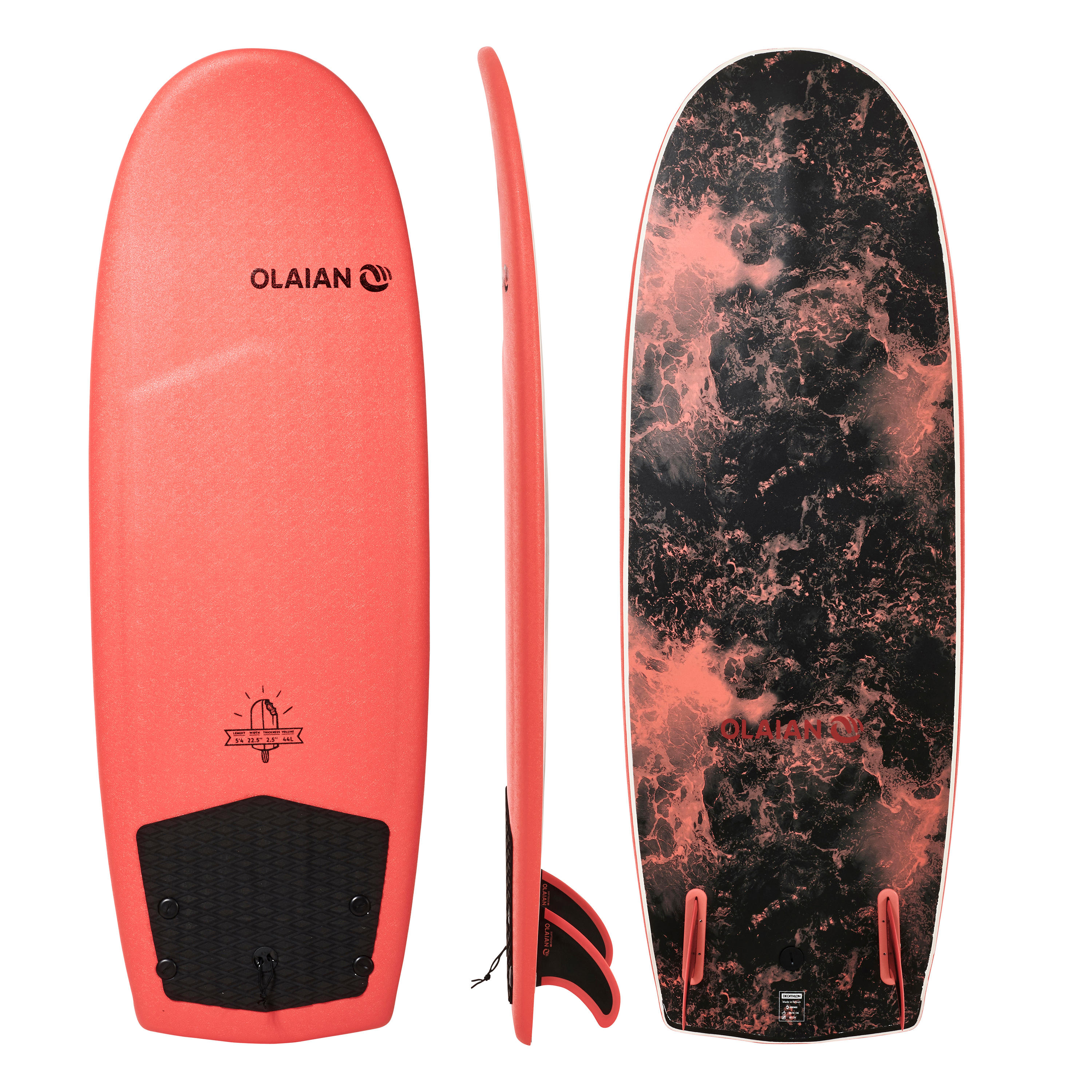 FOAM SURFBOARD 900 5'4" with 2 fins. 1/9