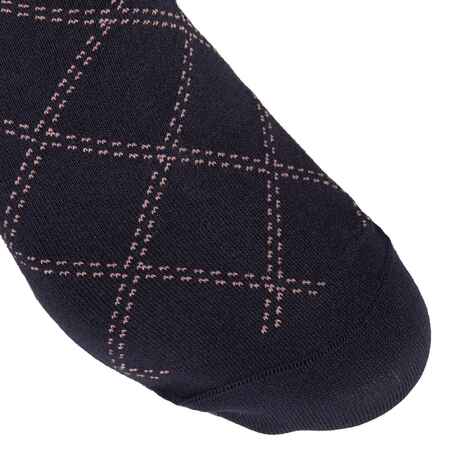 Women's Horse Riding Light Socks 500 - Navy Blue/Pale Pink
