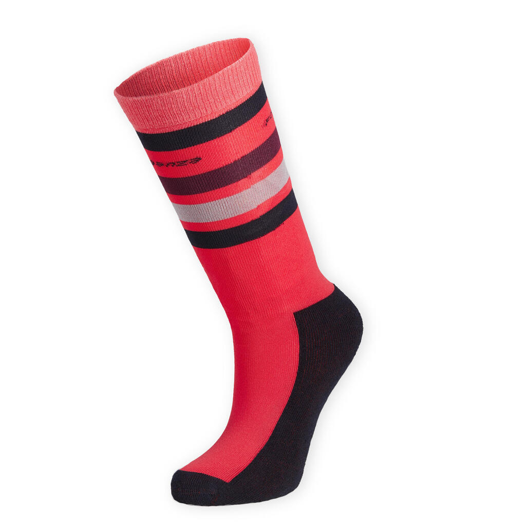 Chaussettes équitation enfant SKS100 marine et bleu nuit/rayures blanches.