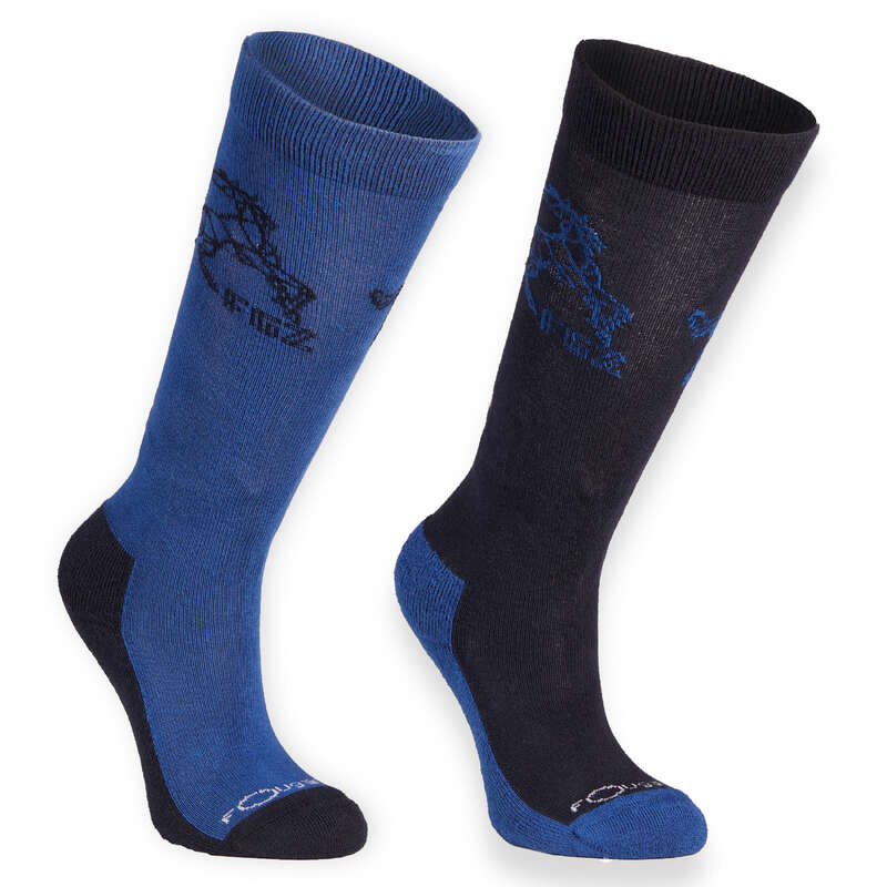 HORSE RIDING SOCKS JUNIOR Horse Riding - Socks 500 Horse - Blue FOUGANZA - Horse Riding
