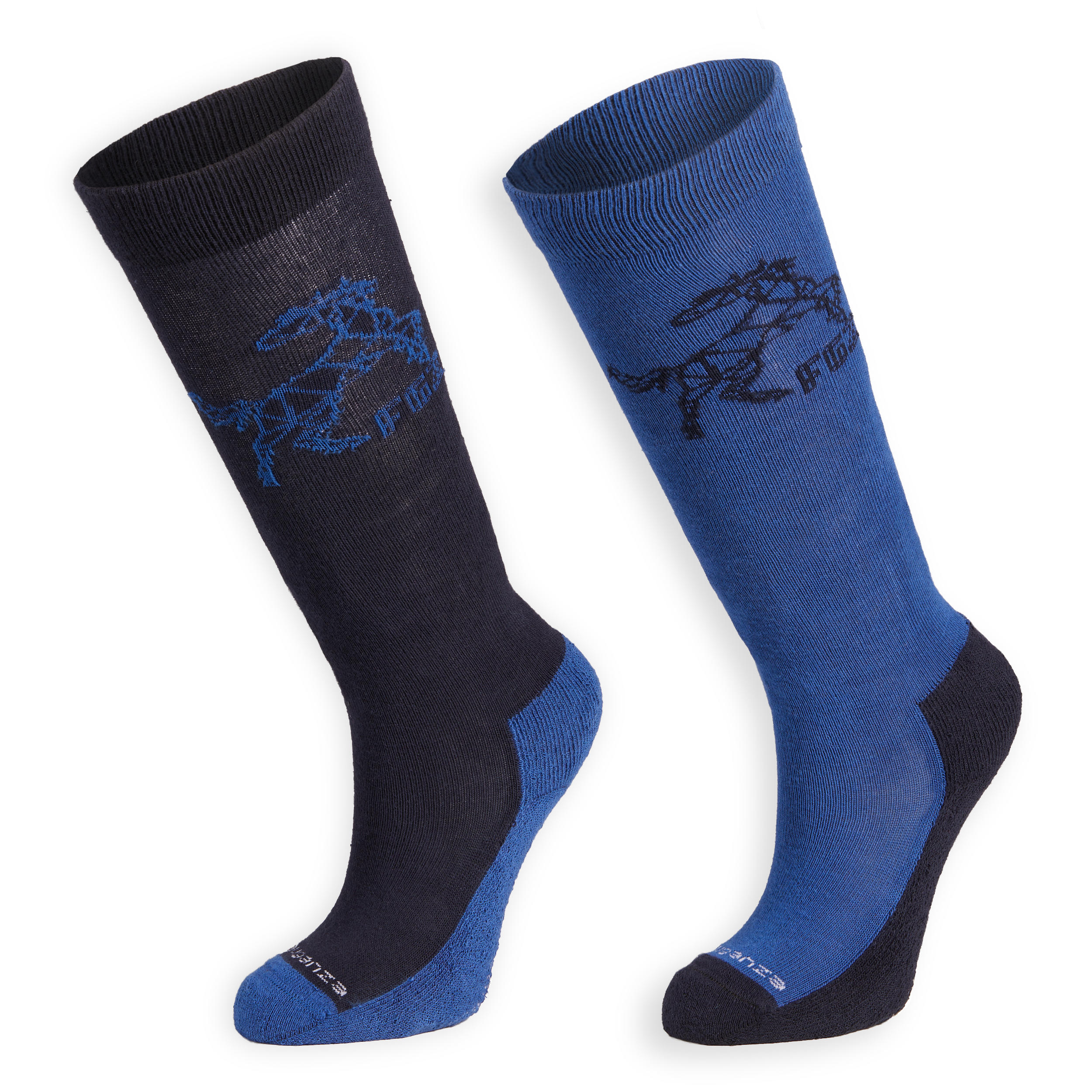 Boys' Horse Riding Socks 500 Horse - Navy/Dark Blue 2/6