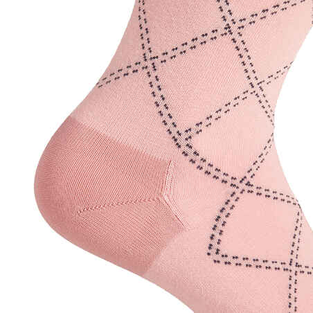 Women's Horse Riding Light Socks 500 - Navy Blue/Pale Pink