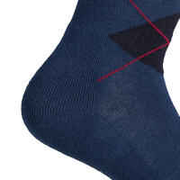 Adult Horse Riding Socks Lozenges - Navy Blue/Pink and Petrol Blue