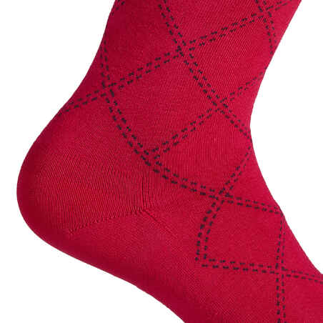 Women's Horse Riding Socks 500 Light - Dark Blue/Raspberry