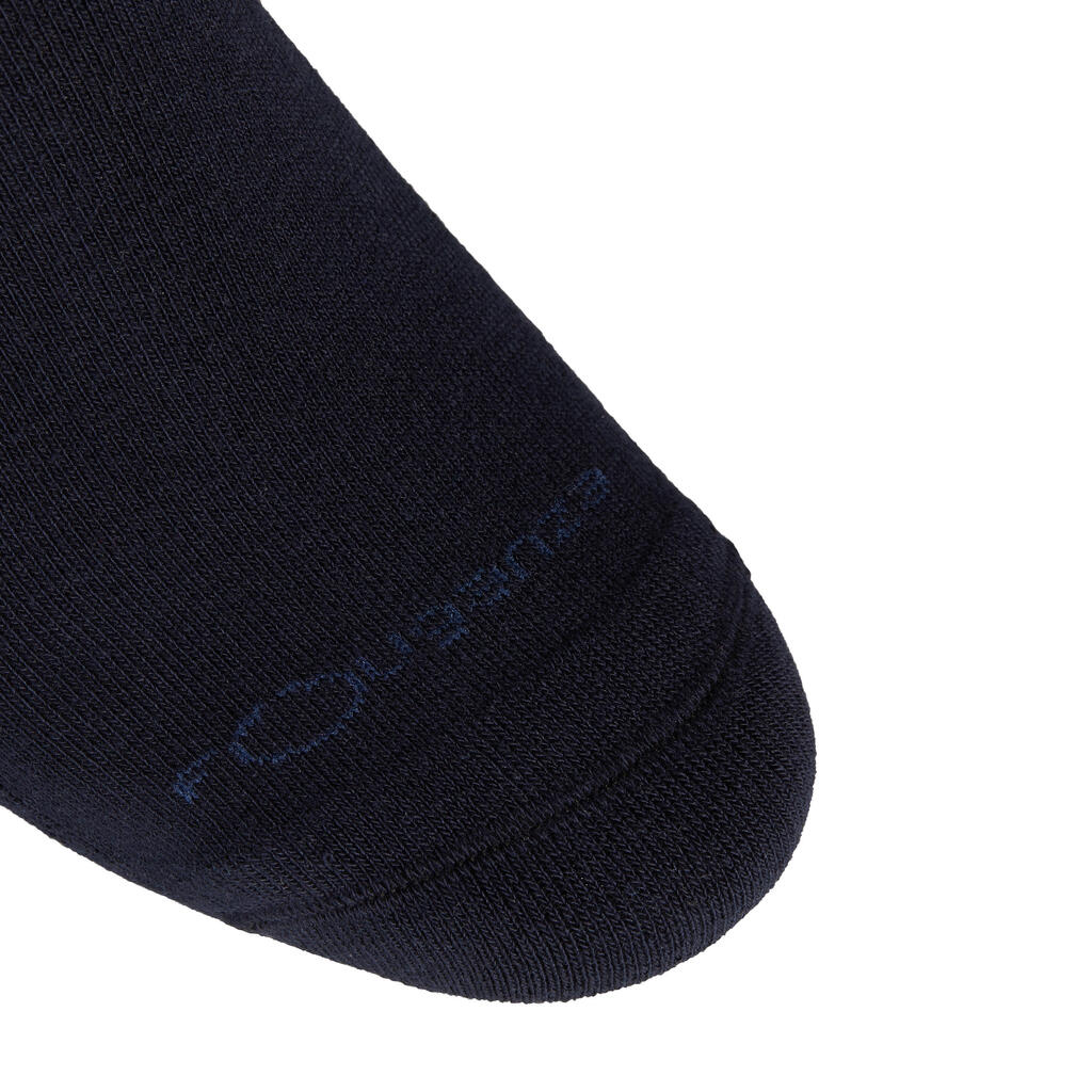 Reitsocken 500 Erwachsene kariert marineblau/hellrosa und petrolblau