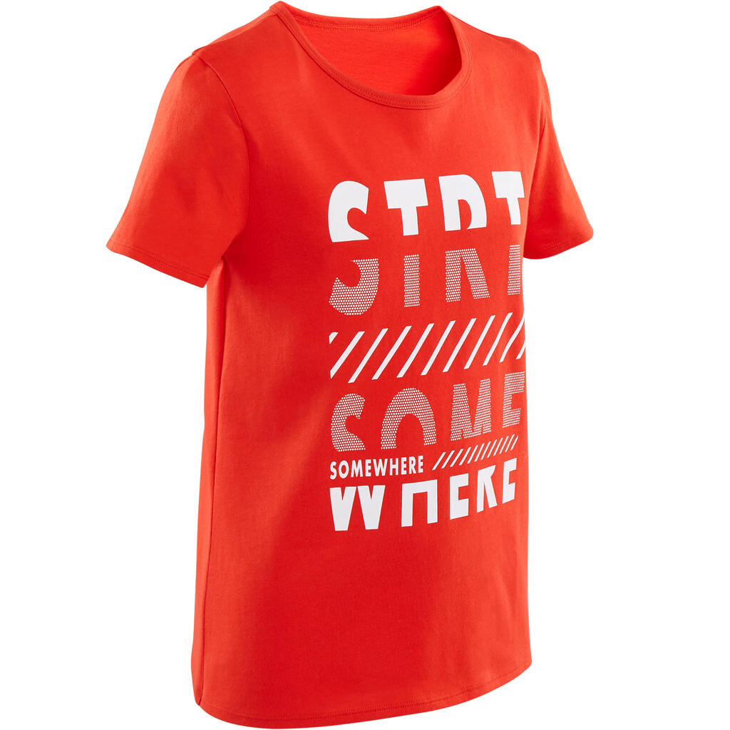 T-shirt manches courtes 100 garçon GYM ENFANT rouge imprimé