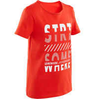 100 Boys' Short-Sleeved Gym T-Shirt - Red Print