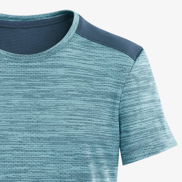T-Shirt Senam Lengan Pendek Sintetis dan Breathable Laki-laki S500 - Biru Terang