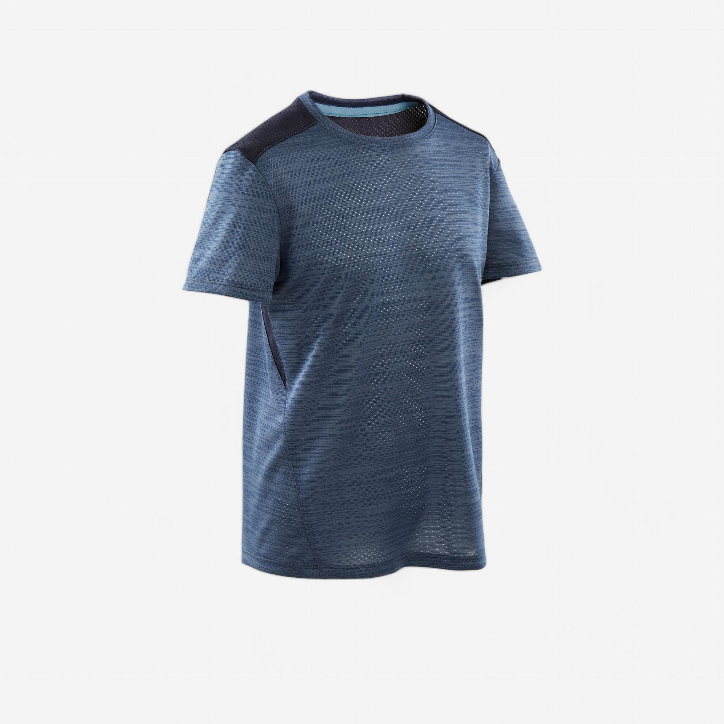 

Boys' Breathable Synthetic Short-Sleeved Gym T-Shirt S500 - Blue AOP -  By DOMYOS | Decathlon