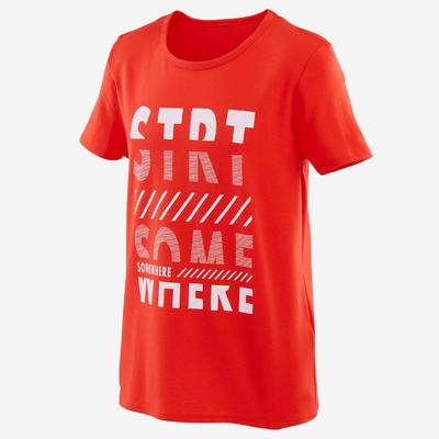 T-shirt manches courtes 100 garçon GYM ENFANT rouge imprimé