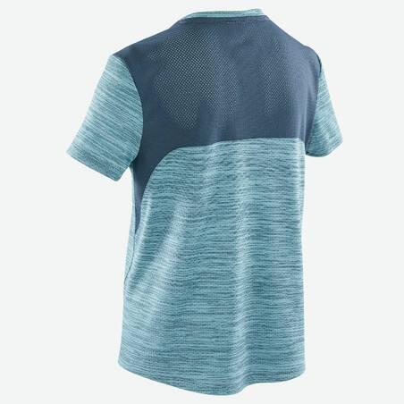 Boys' Breathable Synthetic Short-Sleeved Gym T-Shirt S500 - Light Blue