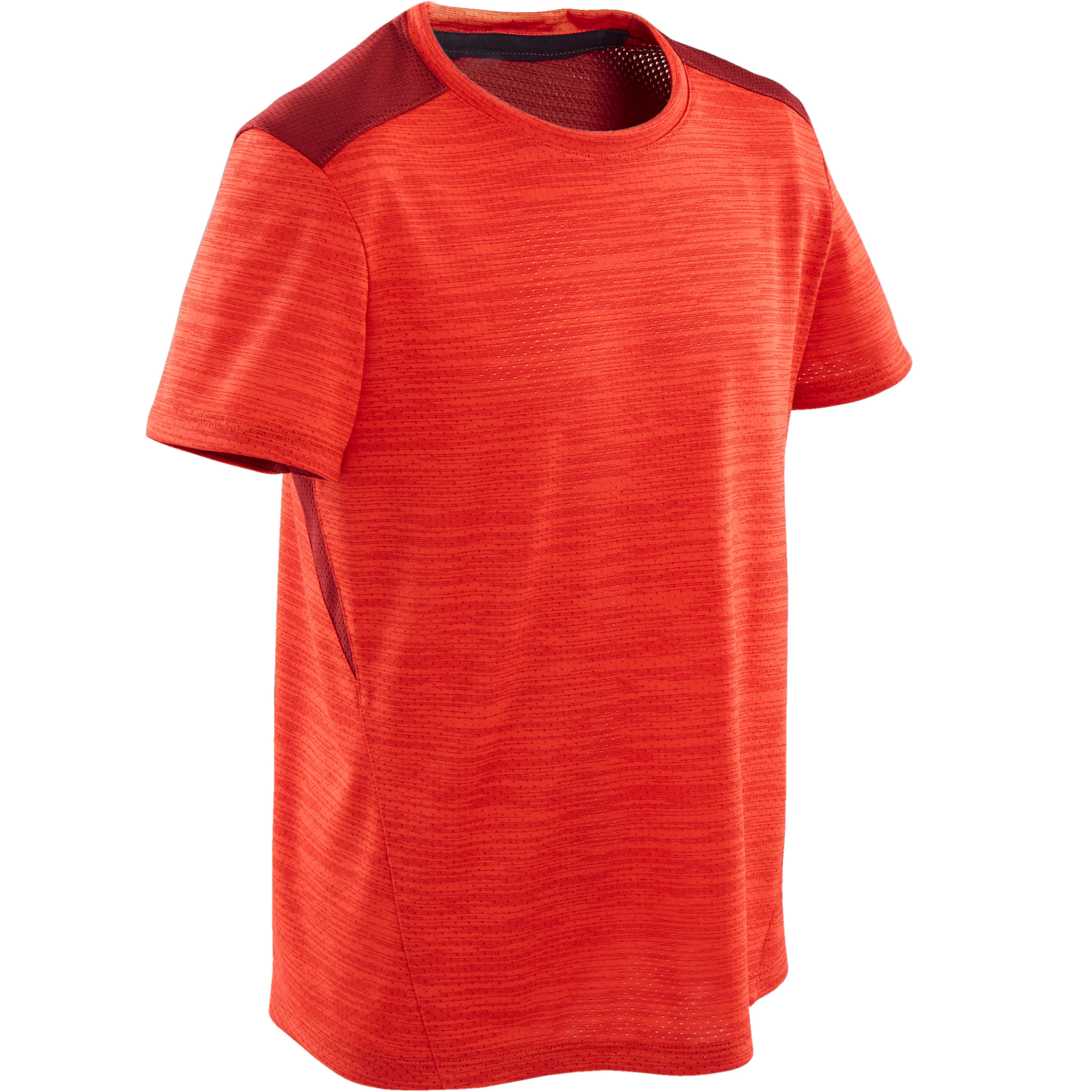 DOMYOS Boys' Breathable Synthetic Short-Sleeved Gym T-Shirt S500 - Red