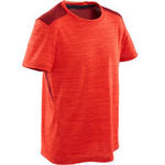 Domyos Ademend T-shirt met korte mouwen voor gym jongens S500 synthetisch rood