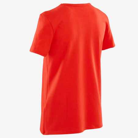 100 Boys' Short-Sleeved Gym T-Shirt - Red Print