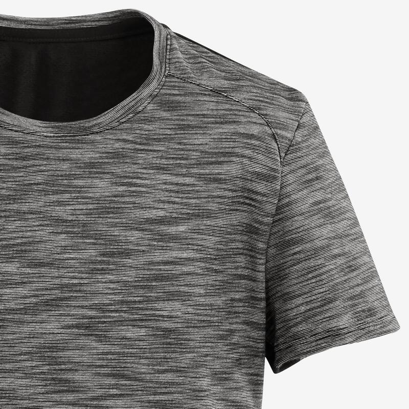 T-Shirt atmungsaktive Baumwolle 500 Gym Kinder dunkelgrau melliert