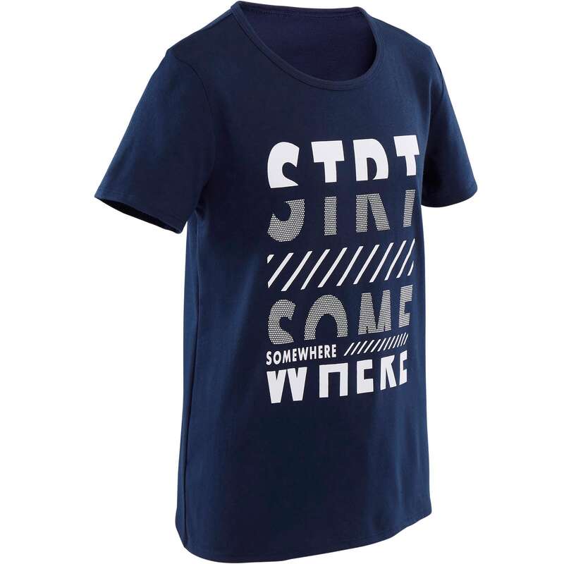 BOY EDUCATIONAL GYM APPAREL Fitness and Gym - Boys' Gym T-Shirt 100 - Navy DOMYOS - Gym Activewear